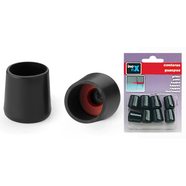 INOFIX - Embout Rond en Plastique Avec Rondelle Lot de 8 Noir
