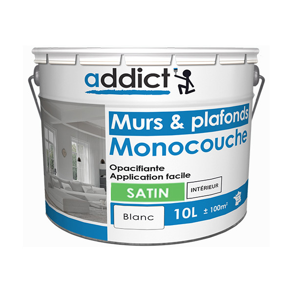 ADDICT - Addict Murs & Plafonds Monocouche Acrylique Satin Blanc 10L