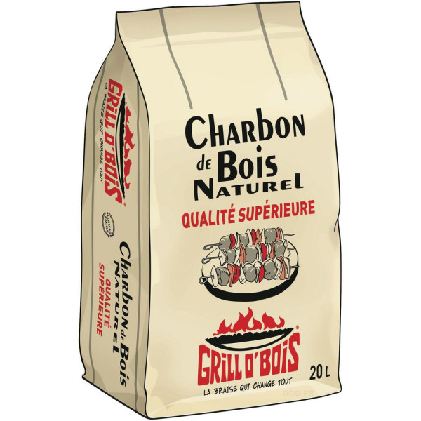 GRILL O'BOIS - Charbon de Bois "Qualité Supérieure" 20L Sac de 4kg