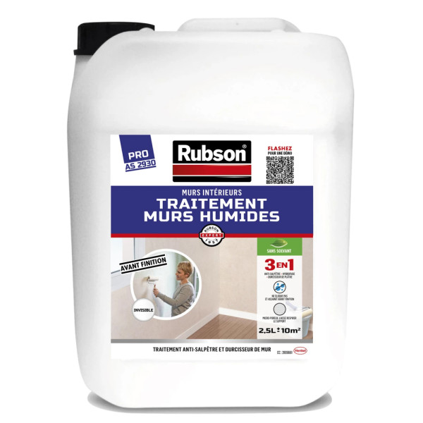 RUBSON - Traitement Murs Humides Stop Salpètre Incolore 2.5L