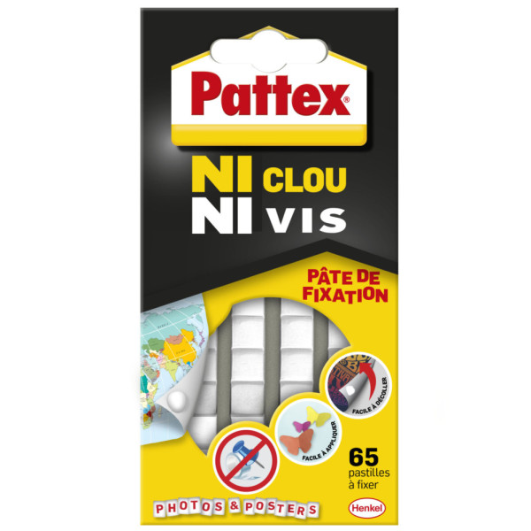 PATTEX - Pattex Ni Clou Ni Vis Pâte de Fixation Blister 65 Pastilles à fixer