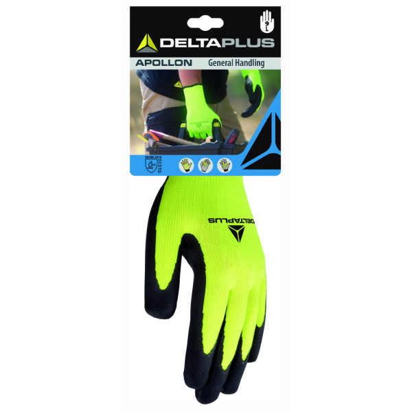DELTA PLUS - Gants Confort Tricot Enduit Latex Apolon Jaune sur Carte