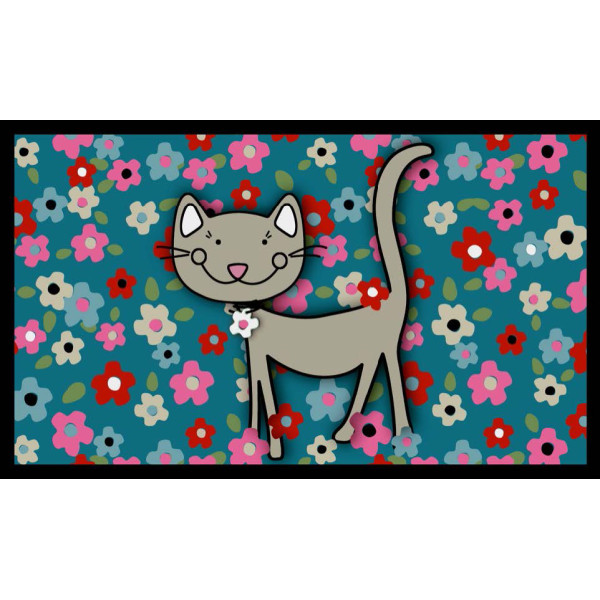 MERCURY - Tapis Velvet Dessin Chat&Fleurs 45x75cm