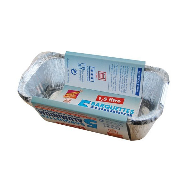 ELBE - Lot de 5 barquettes aluminium 1.5 litres - Elbe