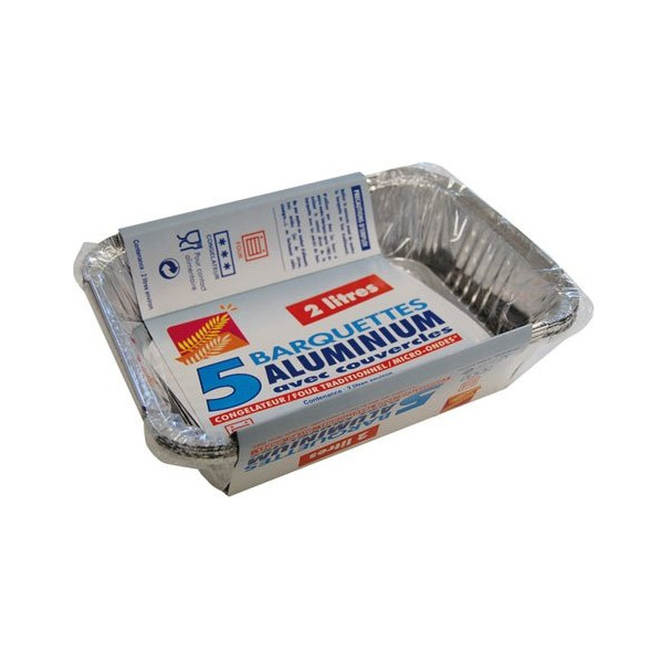 ELBE - Lot de 5 barquettes aluminium 2 litres - Elbe