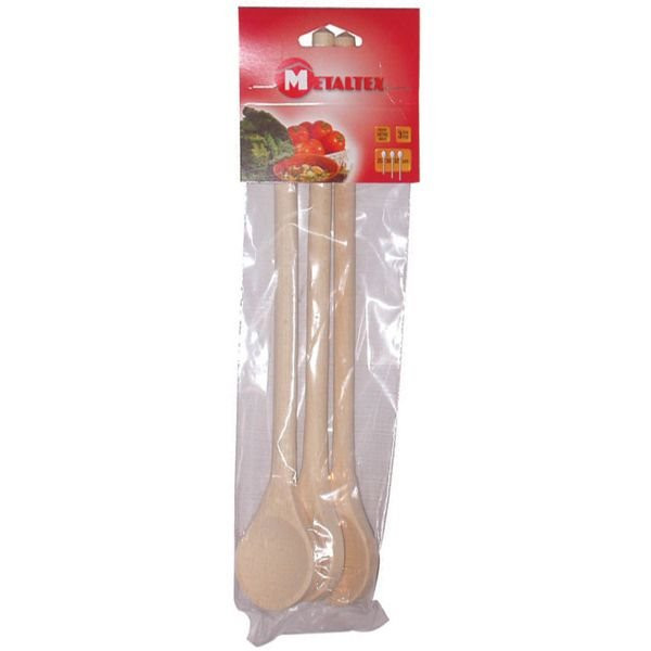 METALTEX - Lot de 3 Cuillères en bois