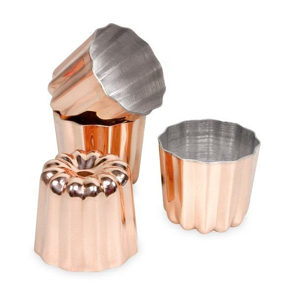 PATISSE - Lot de 4 moules à cannelés 4.5 cm en cuivre