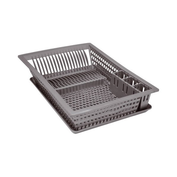 ALUMINIUM ET PLASTIQ - Egouttoir à vaisselle + plateau - 48x35,5 cm - gris