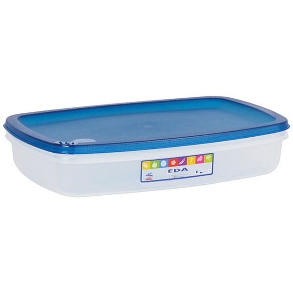 EDA - Boîte rectangle plate 2 L naturel couvercle turquoise