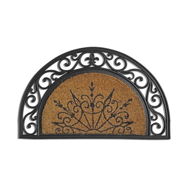 IDMAT - Tapis Coral en coco forme demi-lune 45 x 75 cm