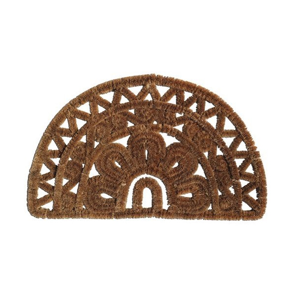 IDMAT - Tapis en coco naturel et métal forme Demi-lune 45 x 75 cm