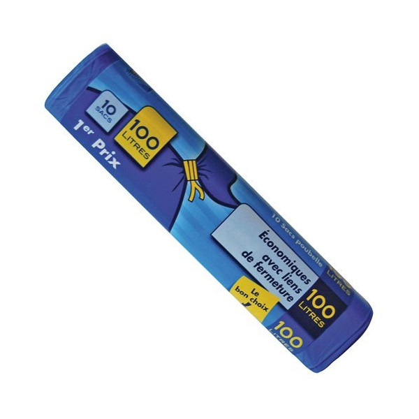 ELBE - Lot de 10 Sacs Poubelle Economiques 100 L 18 microns Bleus