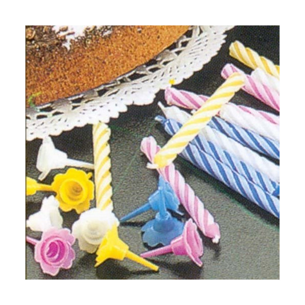 METALTEX - Lot de 24 bougies Anniversaire +12 avec bobèches