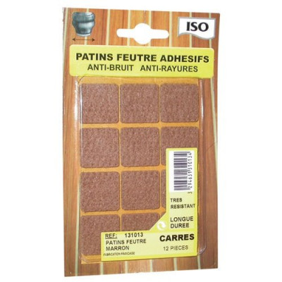 PATIN FEUTRE ADH.22X22 MARRON X12  SC (Vendu par 1)