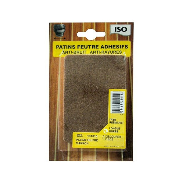 ISO - Patin feutre adhésif 75x100 marron x1 sc