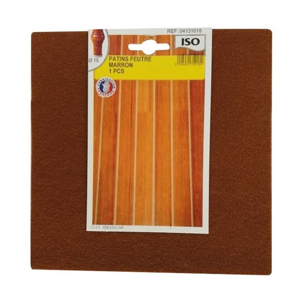 ISO - Patin feutre adhésif 190x190 marron x1 sc