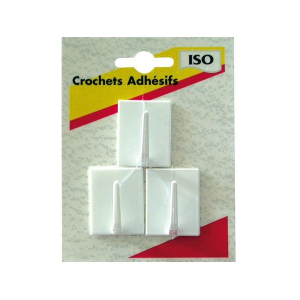 ISO - Crochet adhésif carré gm x3 blanc 535301