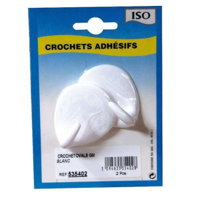 CROCHET ADH.OVAL.CERAM.GM BLANC  BL2 (Vendu par 1)