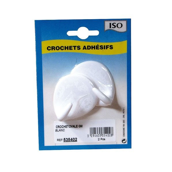 ISO - Crochet adhésif ovale céramique blanc gm bl2