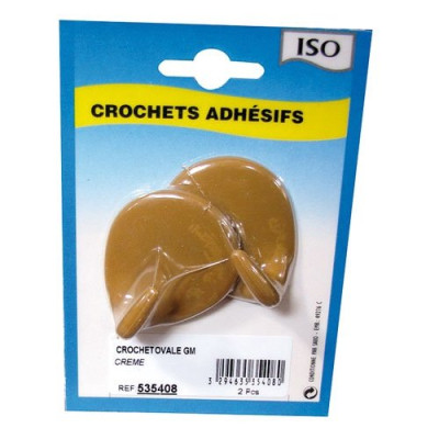 CROCHET ADH.OVAL.CERAM.GM IVOIRE  BL2 (Vendu par 1)