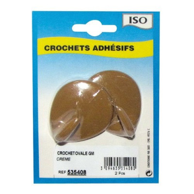 CROCHET ADH.OVAL.CERAM.GM CREME  BL2 (Vendu par 1)