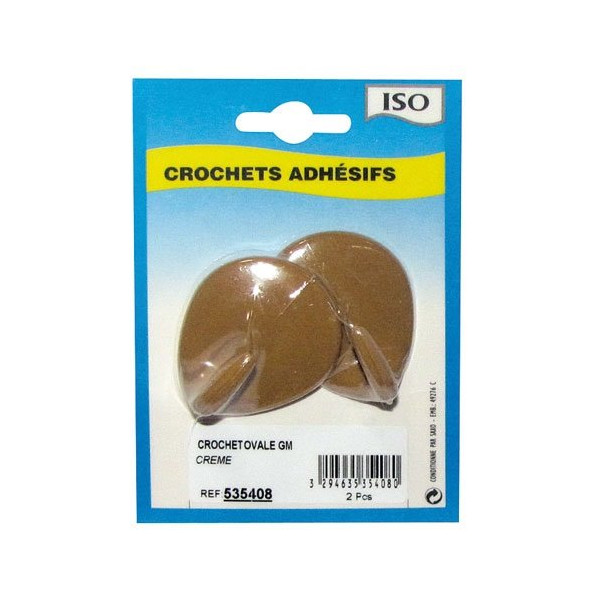 ISO - Crochet adhésif ovale céramique crème gm bl2