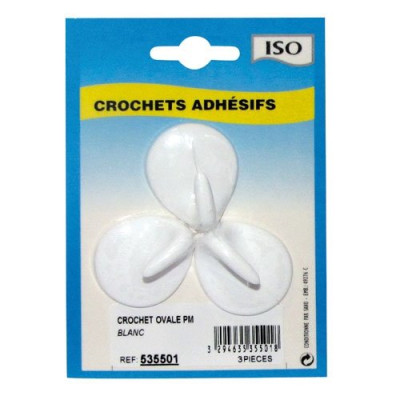 CROCHET ADH.OVAL.CERAM PM BLANC  BL3 (Vendu par 1)