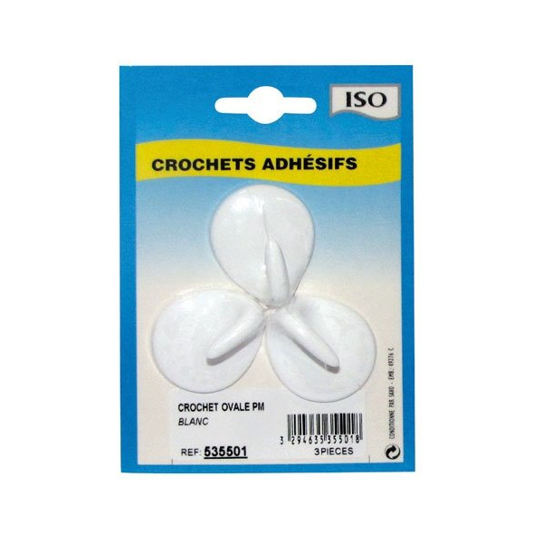 ISO - Crochet adhésif ovale céramique blanc pm bl3