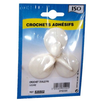 CROCHET ADH.OVAL.CERAM PM IVOIRE  BL3 (Vendu par 1)