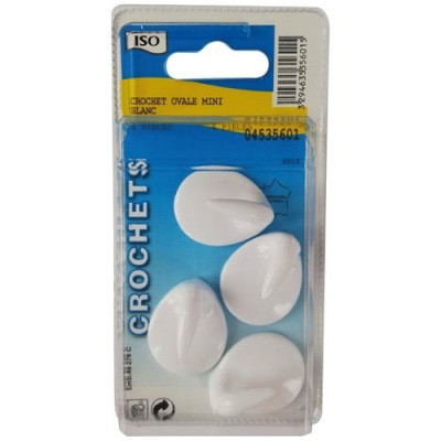 CROCHET ADH.OVAL.CERAM.MINI BLANC BL4 (Vendu par 1)