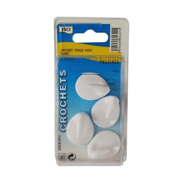 ISO - Crochet adhésif ovale céramique mini blanc bl4