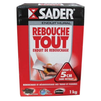 ENDUIT REBOUCHE TOUT POUDRE 1KG SADER (Vendu par 1)