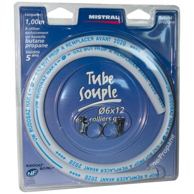 TUYAU BUTANE PROP.1M00+COLLIER MISTRAL (Vendu par 1)