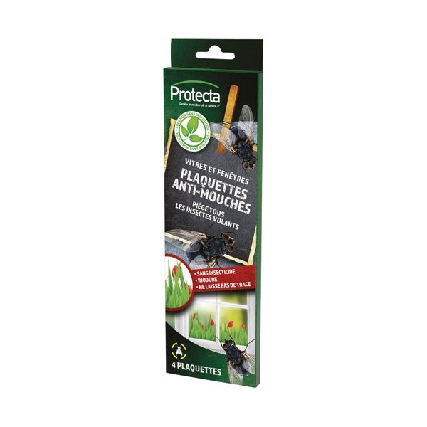 PROTECTA - Anti-mouches - plaquette adhésive vitre - Lot de 4