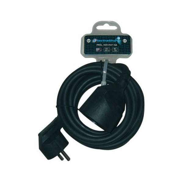 ELECTRALINE - Prolongateur 3G1.5mm2 noir 3m