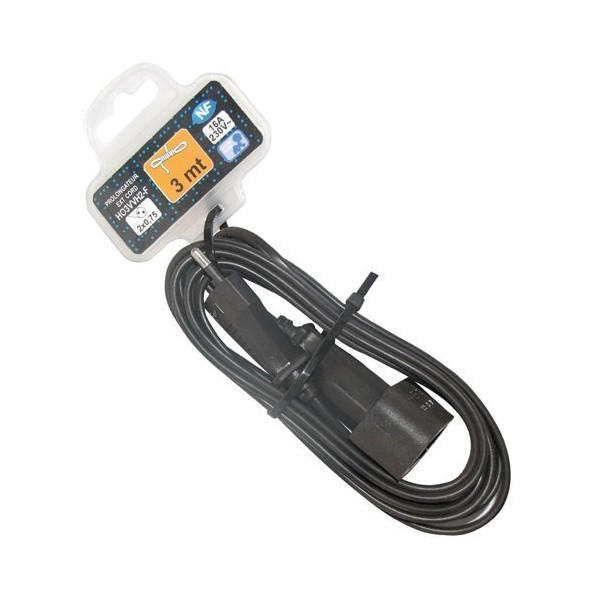 ELECTRALINE - Prolongateur H03 2x0.75mm2 noir 3m sc