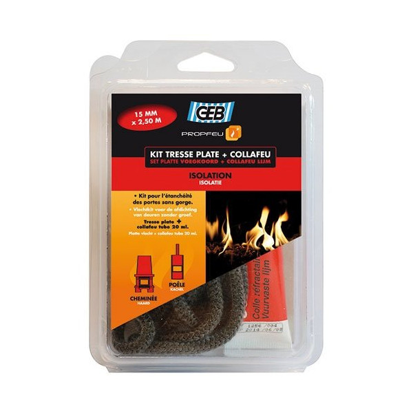 GEB - Tresse fibre verre plate kit 15mmx2.5m tube collafeu Propfeu