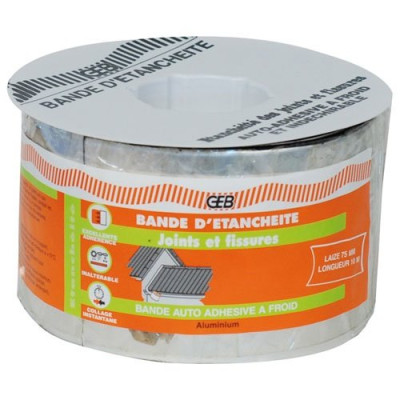 BANDE D'ETANCHEITE COUL.ALU 75MM X 10M (Vendu par 1)