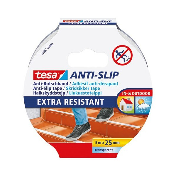 TESA - Ruban antidérapant sécuriser transparent 5mx25mm
