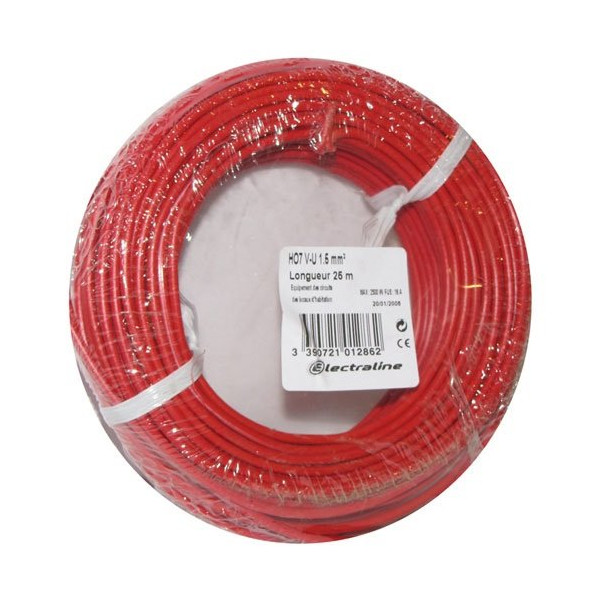 ELECTRALINE - Câble H07VU 1x1.5 10m rouge couronne
