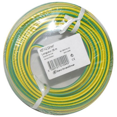 CABLE H07VU 1X1.5 25M V/JAUNE COURONNE