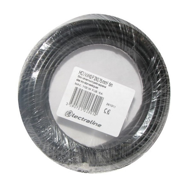 ELECTRALINE - Câble H03VVH2F 2x0.75 05m noir couronne
