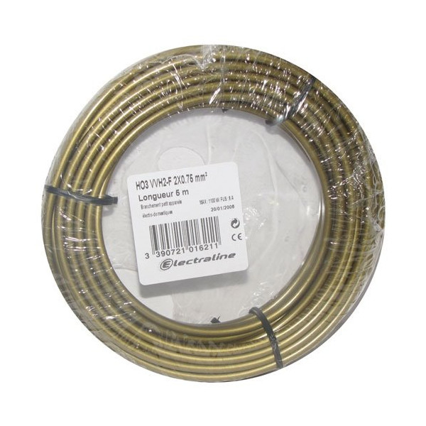 ELECTRALINE - Câble H03VVH2F 2x0.75 05m v/or couronne