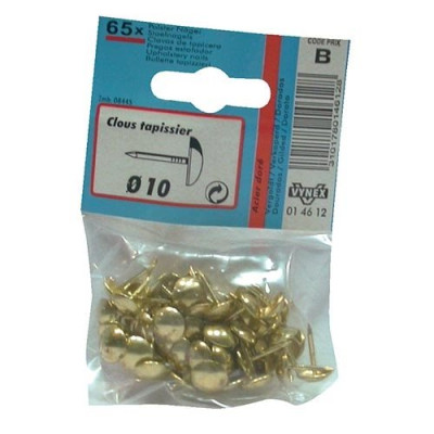 CLOU TAPISSIER ACIER DORE 10MM X65P SC (Vendu par 1)
