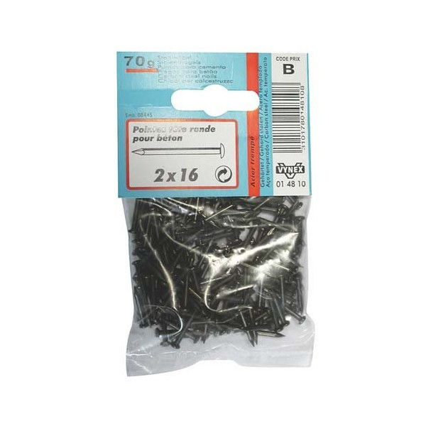 VYNEX - Pointe TR béton acier trempé 2.5x40  110g