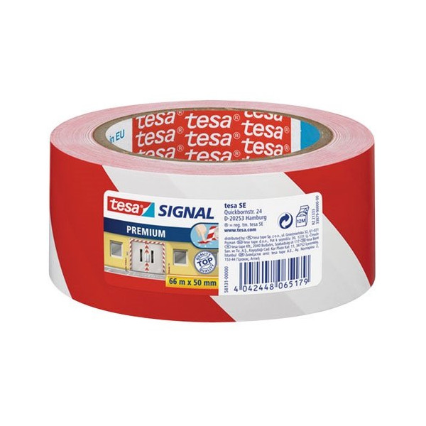 TESA - Sécuriser ruban adhésif signalisation rouge/blanc 66mx50mm