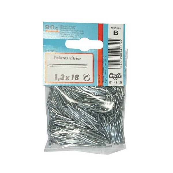 VYNEX - Pointe vitrier acier 1.3x18  90g