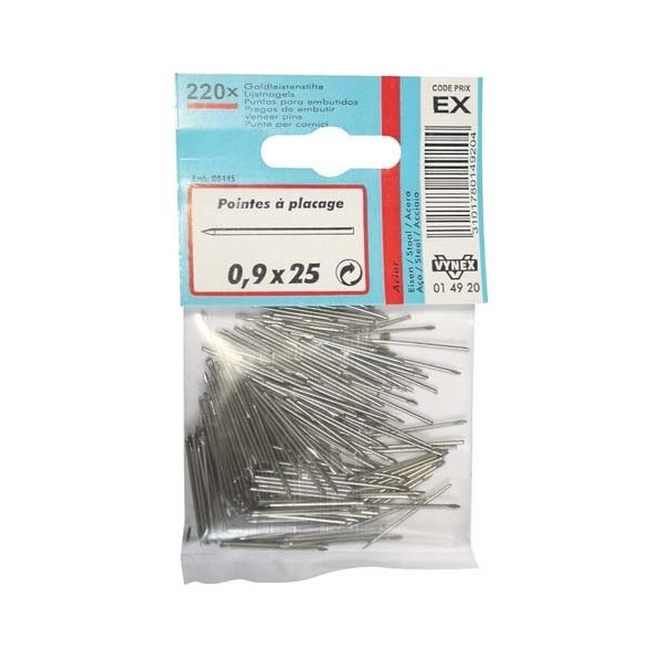 VYNEX - Pointe placage acier 0.9x25 x220p en blister