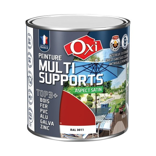 OXI - PEINT.TOP 3 BOIS FER PVC 500ML BORDEAU