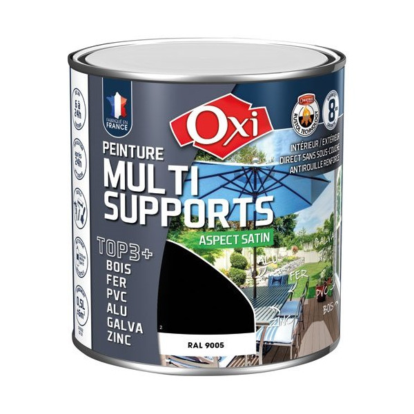 OXI - PEINT.TOP 3 BOIS FER PVC 500ML NOIR